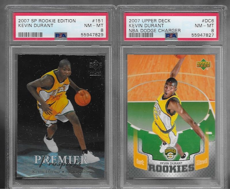 PSA KEVIN DURANT RARE 2 CARD ROOKIE LOT SP ROOKIE EDITION & DODGE CHARGER GRADED PSA 8 NM- MINT