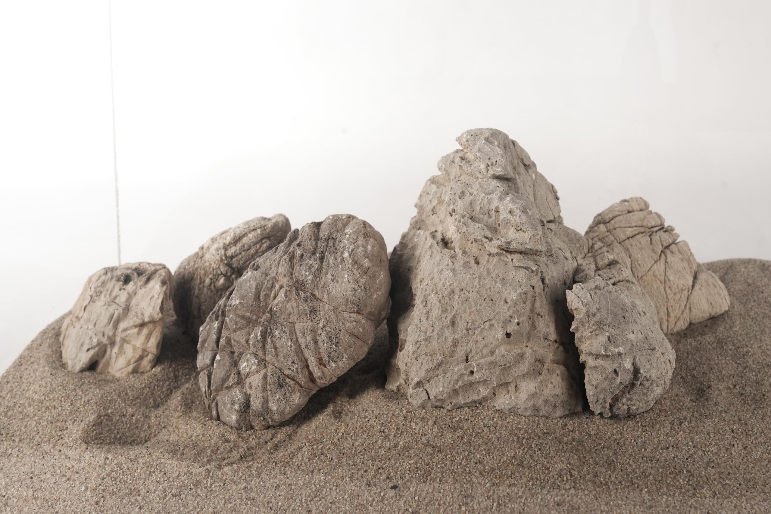LANDEN Piedra de piel de elefante natural multitextura gris (18 libras, 3 ~ 9 pulgadas, 7 piezas) para acuario, paludario, terrarios, paisajismo, decoración de cuevas, cascadas, acantilados