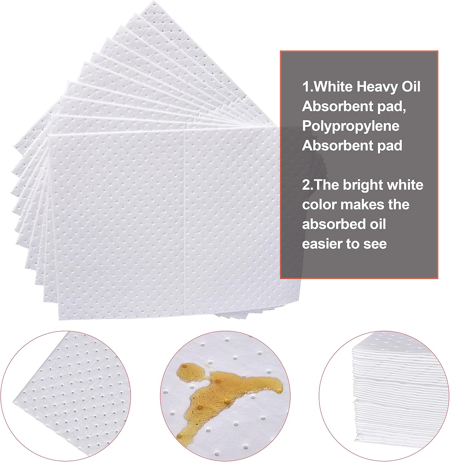 Aain 2 Pack Absorbent Mat Pad, Heavy weight Economical Oil Absorbent Pads,Absorbs Liquids,15" x 20",White 200pcs