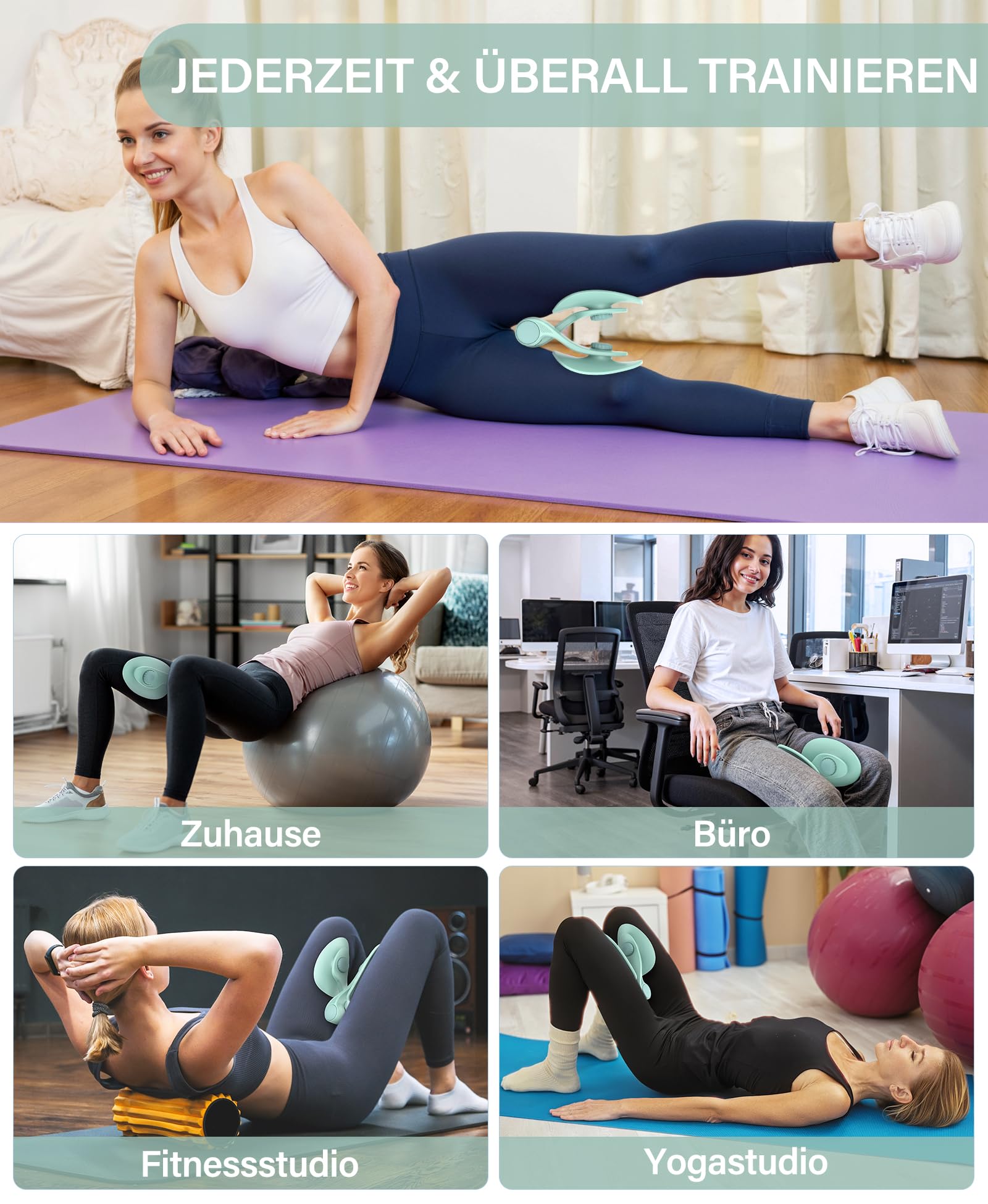 Oberschenkeltrainer 16kg Beckenboden Trainer, Beinpresse für Zuhause Kegel Beintrainer für Damen und Männer, Beckenbodentrainer für Frauen & Männer, Gesäßtrainer für Postpartale Erholung mit Band