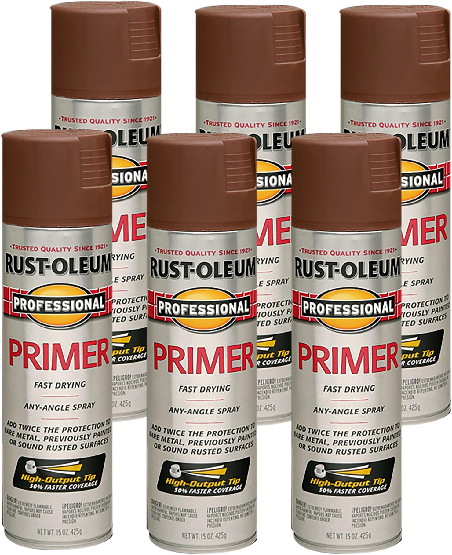 Rust-Oleum 7569838-6PK Professional Primer Spray, 15 Oz, Flat Red, 6 Pack
