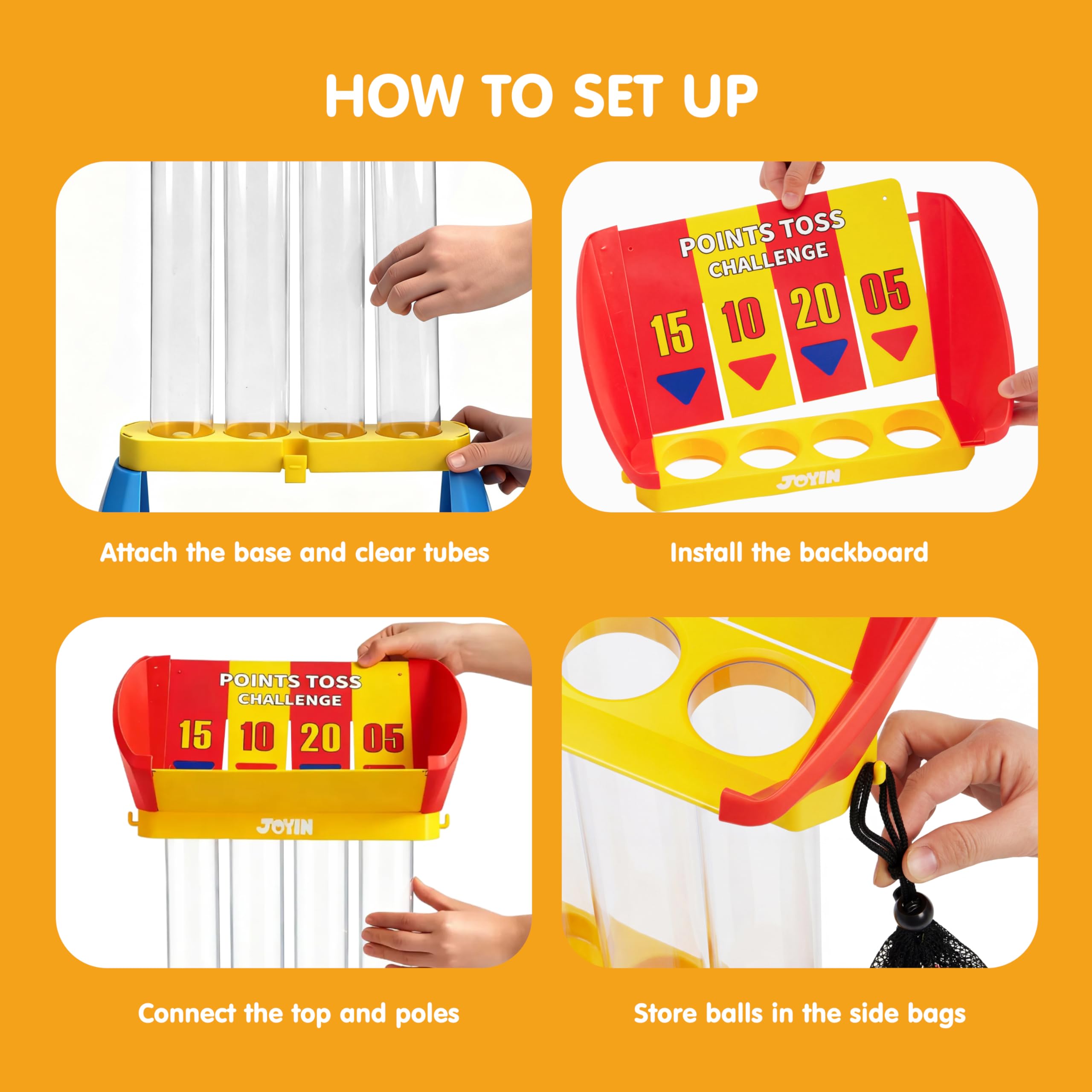JOYIN 4-in-a-Row Floor Giant Game - Wurf- und Punktespiel für Kinder ab 3 Jahren, Indoor- und Outdoor-Hofspiele, tragbares Partyspiel für Zuhause, Rasen, Strand und Camping Essentials