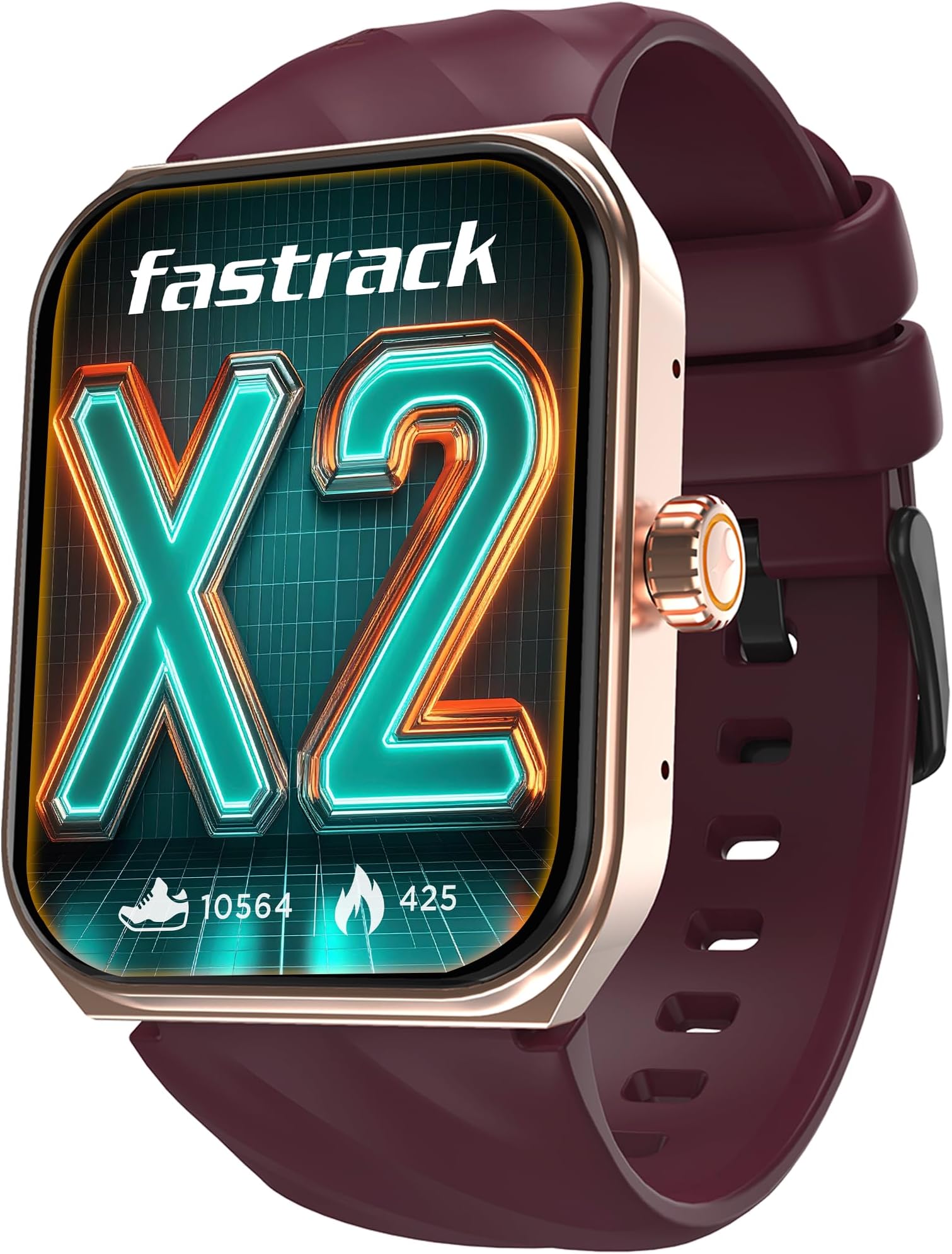 Fastrack New Limitless X2 Smartwatch|1.91" Ultravu with Rotating Crown|60 Hz Refresh Rate|Advanced Chipset|Singlesync Bt Calling|Nitrofast Charge|100+ Sports Mode|Upto 5 Day Battery|Ip68,Wine Red