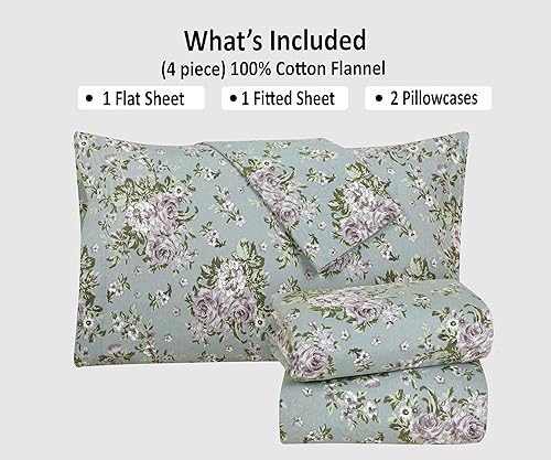 Miniatura 7 de Bliss Casa - Juego de sábanas de franela de algodón 100 % con 4 piezas, bolsillos profundos de alta densidad, cálido y transpirable. El juego de