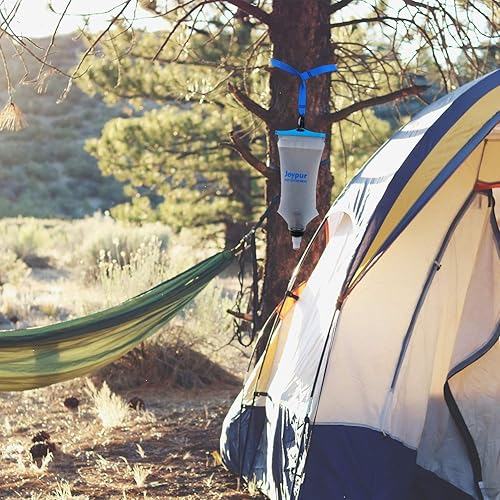 Vista 12 de Botella de agua plegable con filtro para apretar, sin BPA, reutilizable, de 600 a 33.8 fl oz, ligera, a prueba de fugas, diseñada para senderismo al