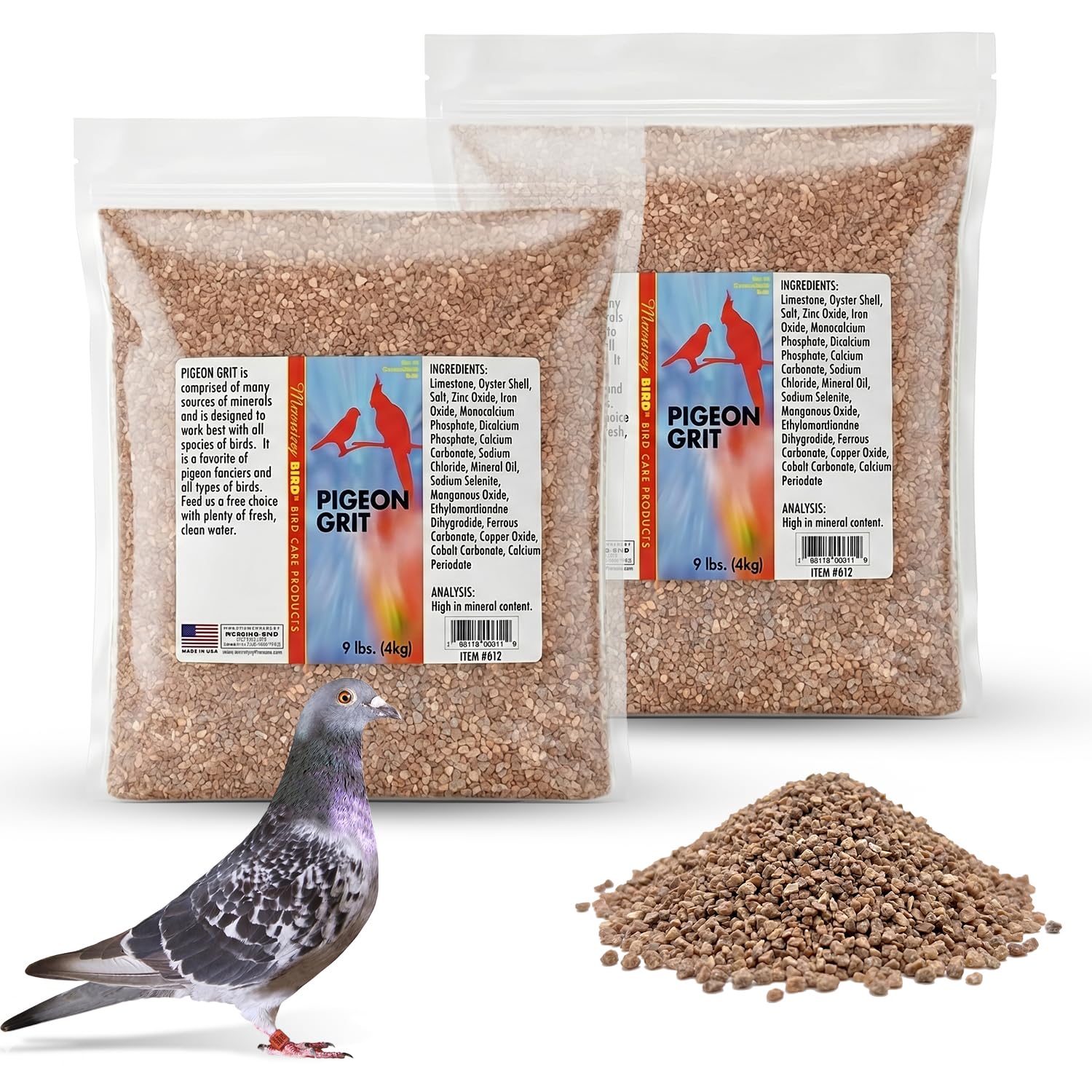 Morning Bird Pigeon Grit - Healthy & Nutritious Pigeon Food to Support Strong Muscles & Bones for Grit Eating Birds - Supports Digestion & Packed with