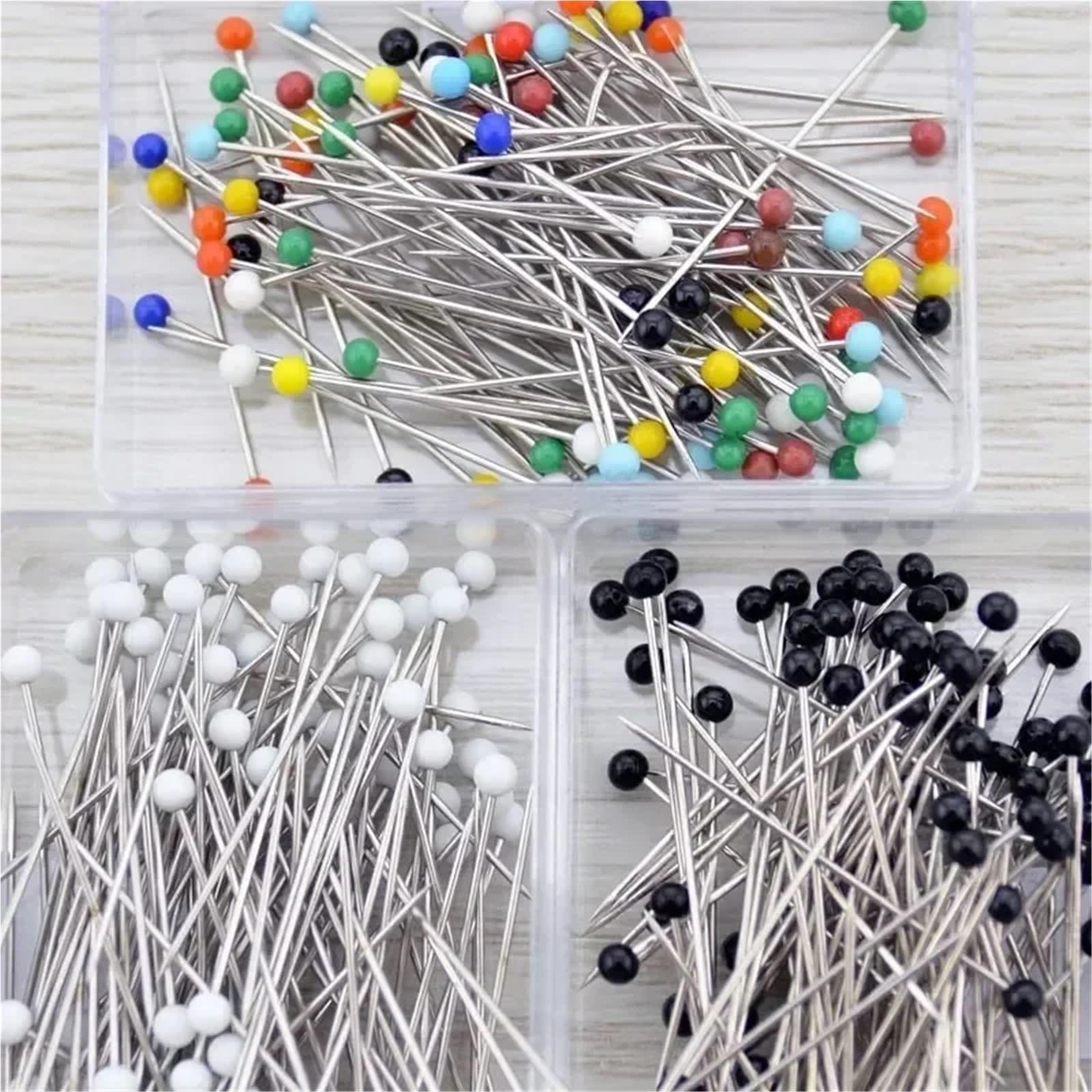 2000 alfileres de cabeza de cristal coloridos, pasadores redondos rectos para costura, accesorios de costura (2000 unidades, blanco)