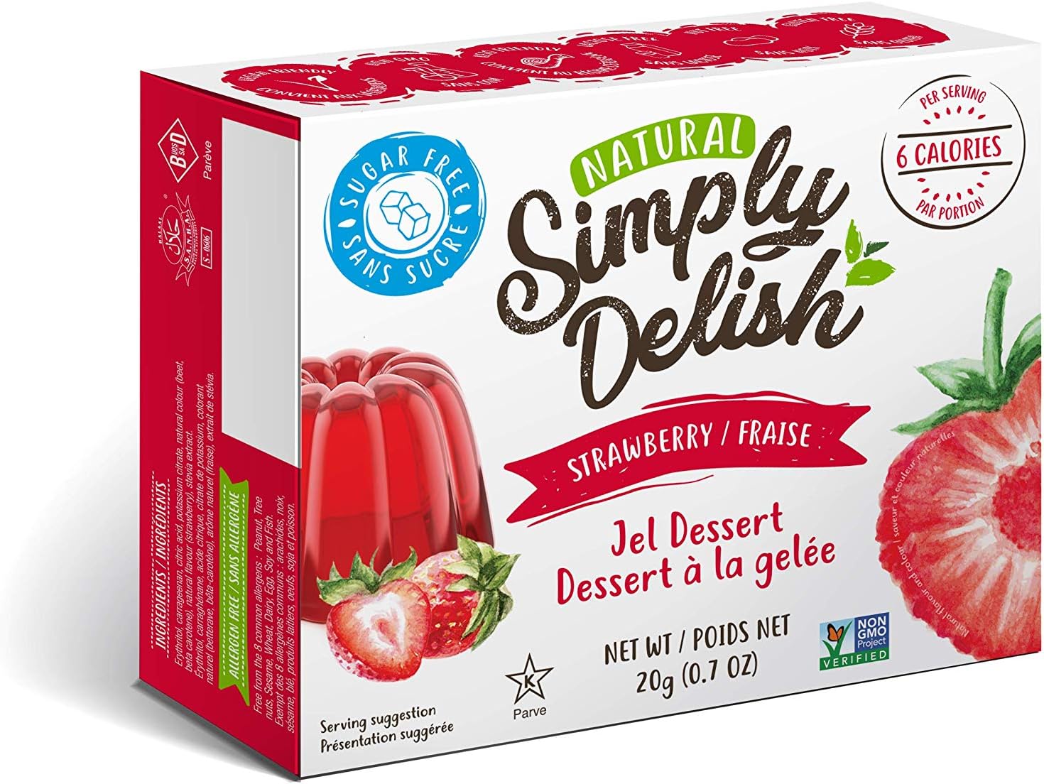 Simply Delish Jel Dessert SugarFree Jelly Powder Strawberry Jelly Flavor 20 gr Gluten