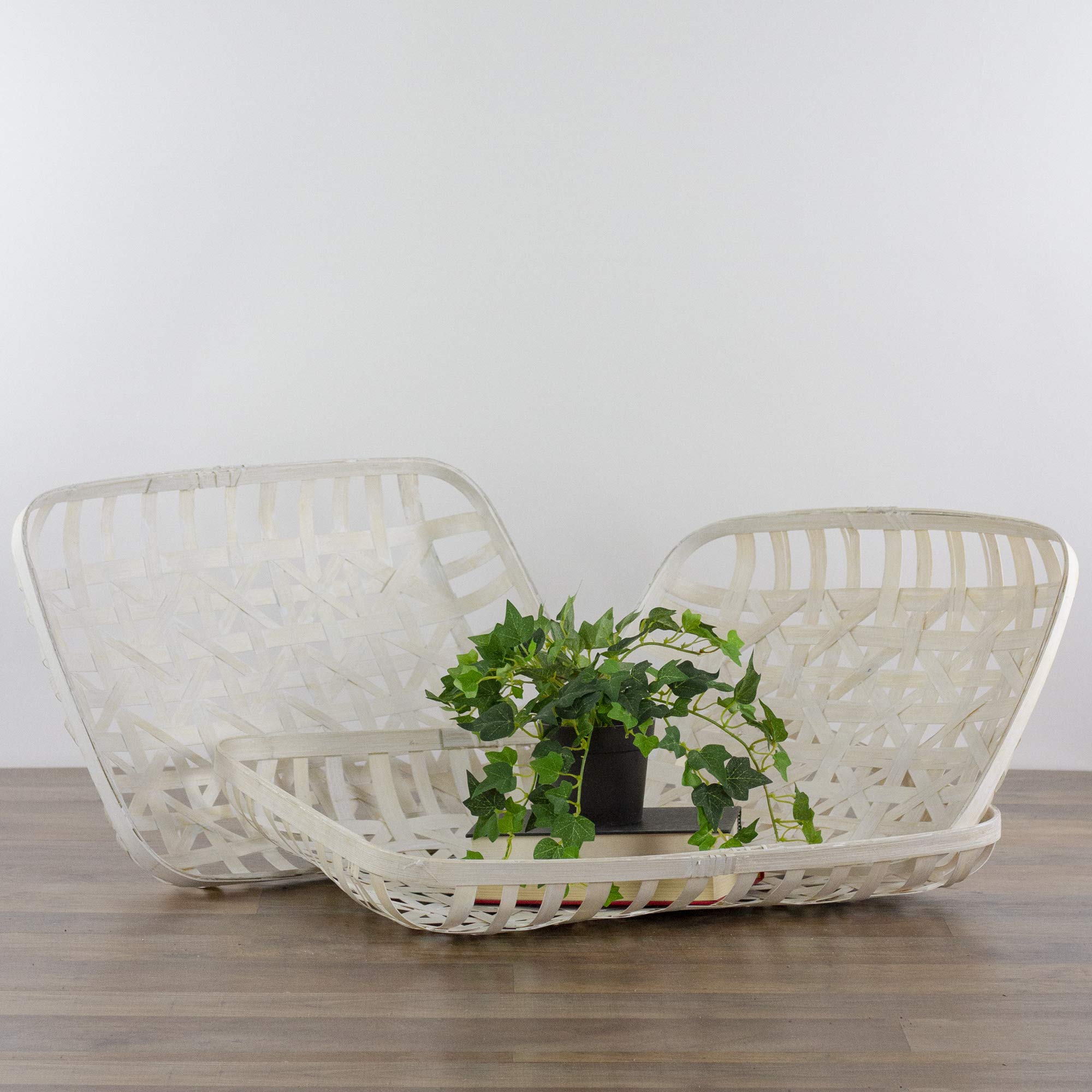 Amazon.com: Set of 3 White Rectangular Lattice Tobacco Table Top Baskets :  Home & Kitchen