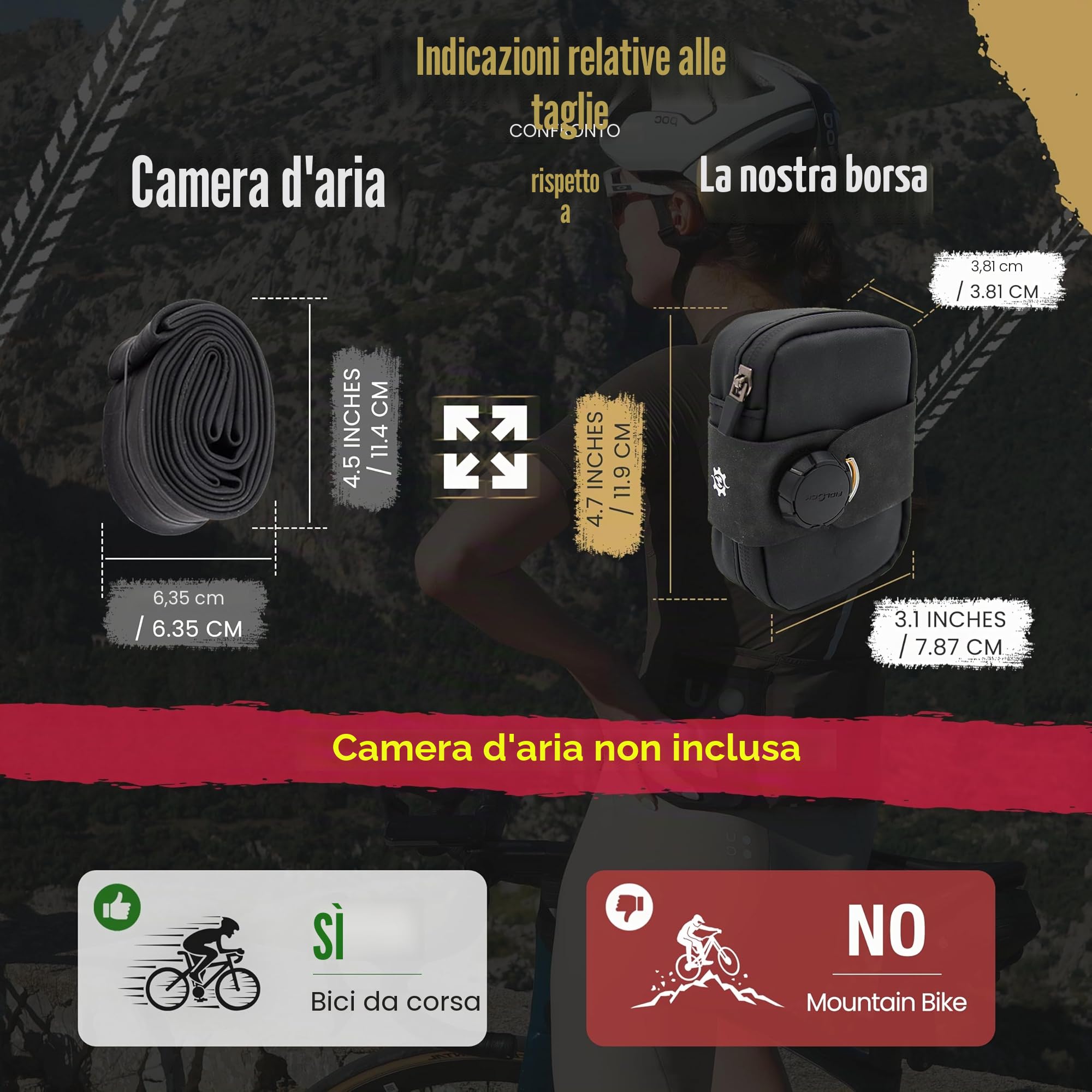 Lumiere & Co. Falcon Magnetic Saddle Bag - 0,37L | 5“ x 3” x 1,5" | Design elegante e minimalista, fissaggio rapido con fibbia magnetica | Borsa da sella per ciclismo su strada (Nero, Ultra Small)