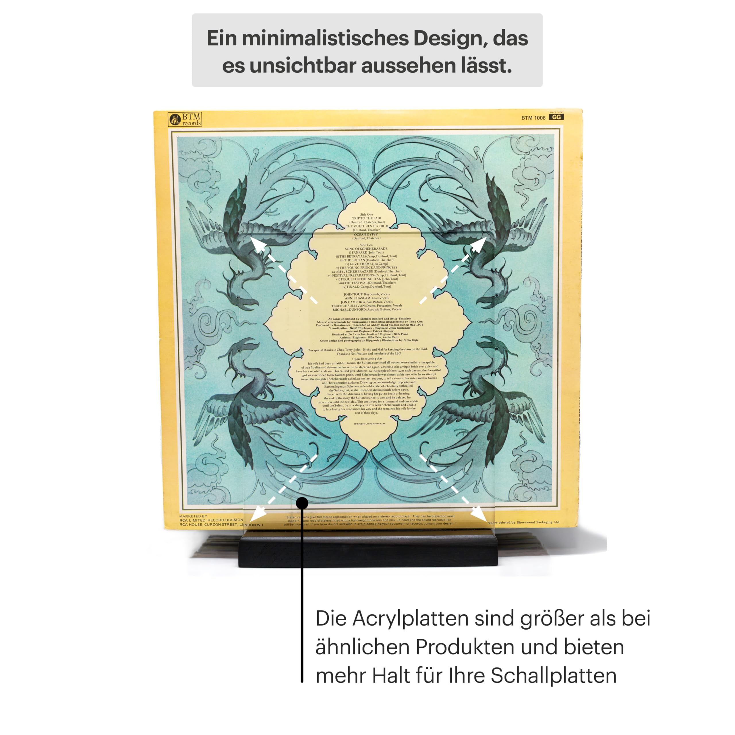 Schallplattenständer - Ein Plattenhalter im minimalistischen Design - 50 LP Kapazität - mit einer vorderen Display-Rille (Schwarz)