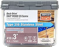 Simpson Strong-Tie Deck-Drive DWP #10 x 3" Type 316 SS Wood Screws - Corrosion-Resistant Deck Fasteners, 1 lb Pack