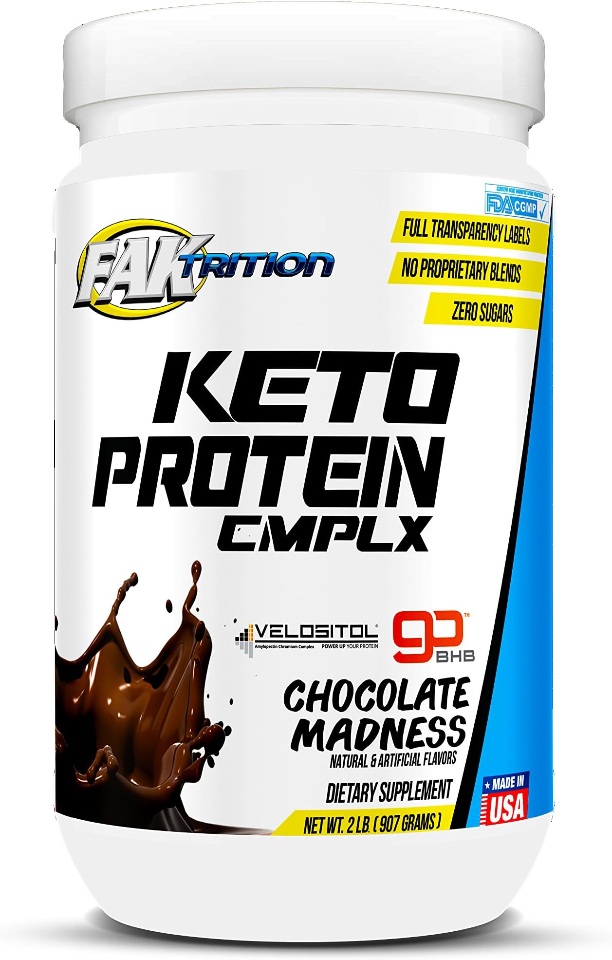 Keto - Protein - Complex - Chocolate - Zero Sugar - Faktrition - Made in The USA