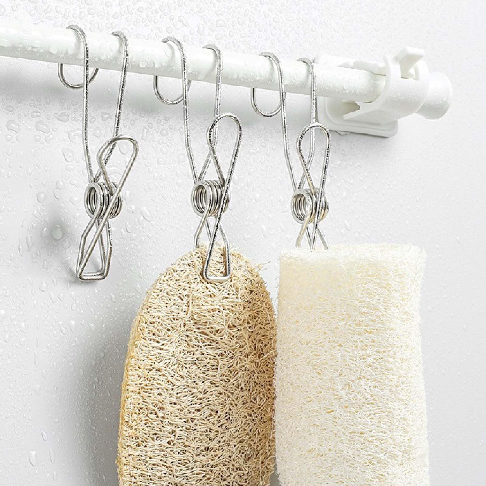 Mollette lunghe a coda lunga, resistenti al , in acciaio inox, con presa forte, salvaspazio, multifunzione, per cucina e bagno