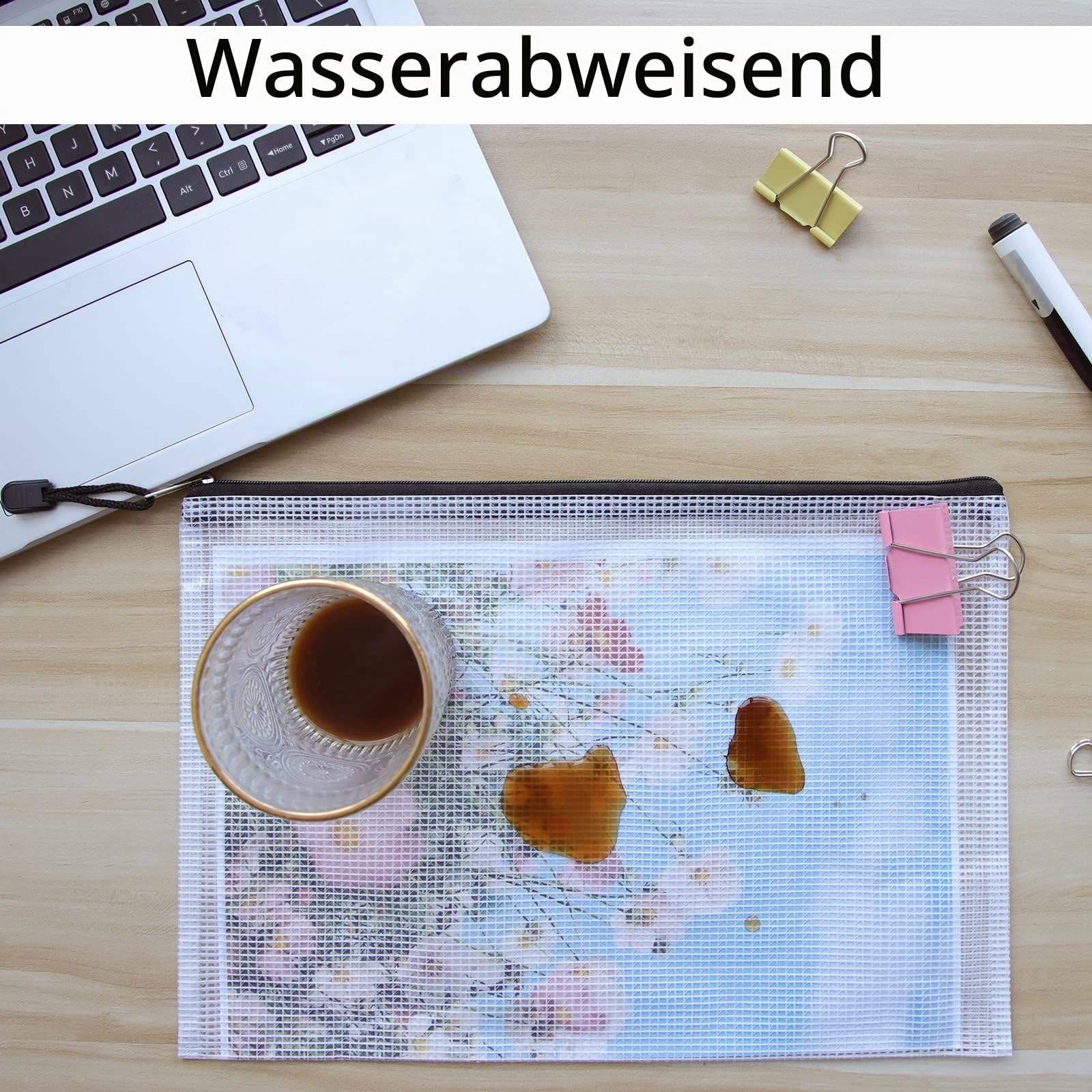 Dokumententasche A4 mit Reißverschluss, 24 Stück, Dokumentenmappe A4, Zip Beutel Schwarz, Wasserdicht, Robust, für Büro Schule Haushalt