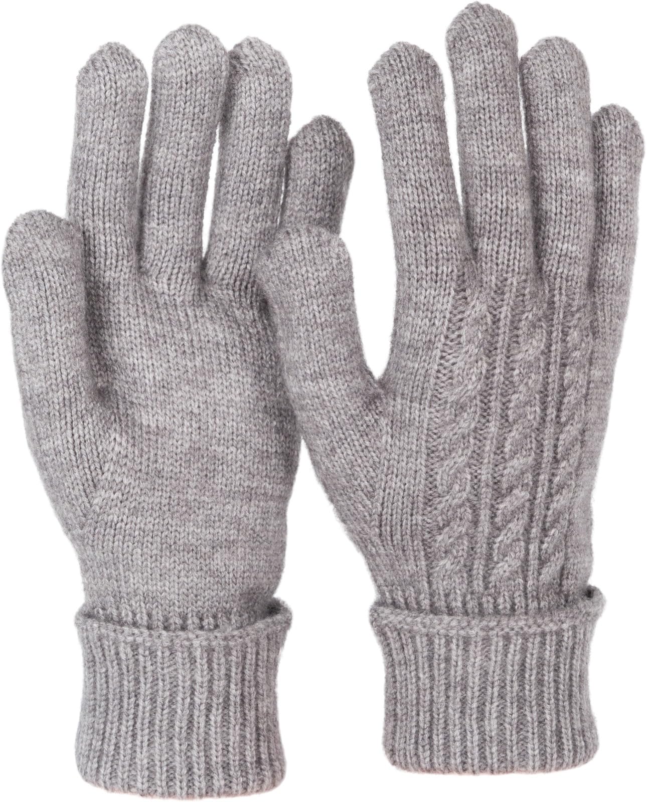 styleBREAKER Set invierno 3 piezas mujer: bufanda | Set: Bufanda trenzada 175x28cm, gorro 59cm con pompón de pelo sintético y guantes 16-21cm.