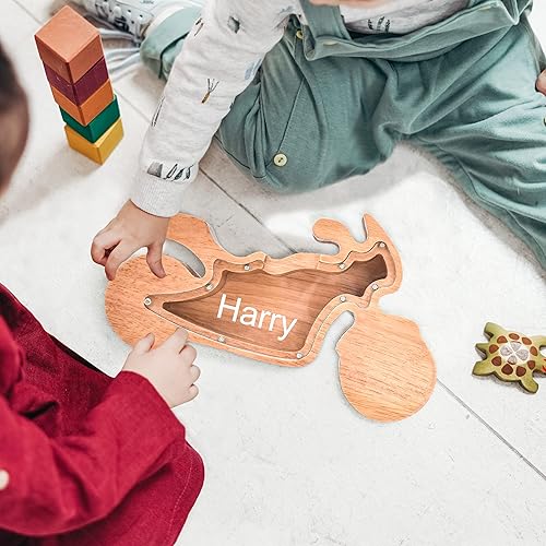 Miniatura 3 de Alcancía de madera personalizada, alcancía creativa con forma de animal, decoración personalizada para el hogar, regalos de cumpleaños de Navidad