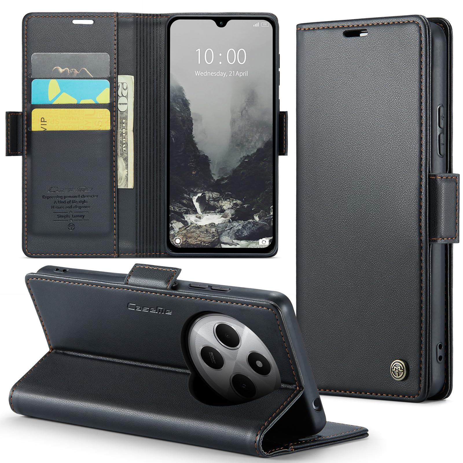 Phernykas Cover for Xiaomi Redmi 14C Wallet Case with Card Holder
