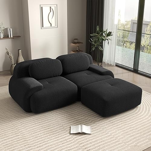 Miniatura 62 de Sofás modulares deshuesados de 116 pulgadas para sala de estar, sofá modular de pana, sofá modular gris, 3 plazas con 1 otomana, sofás para sala de