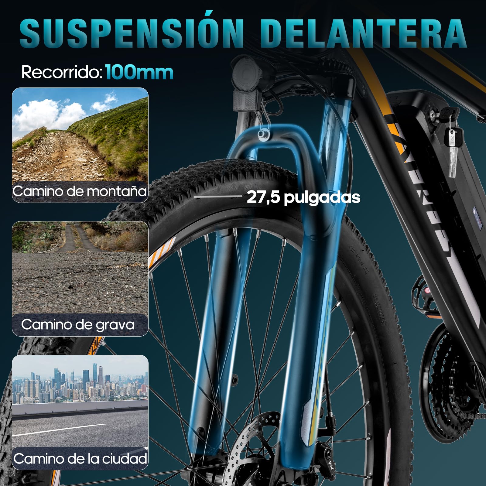 Fafrees F28 MT Bicicleta Eléctrica, 27,5 Pulgadas, 250W, Batería 15Ah/525Wh, Autonomía 50-90KM, Bicicleta Eléctrica de Montaña y Ciudad para Adultos