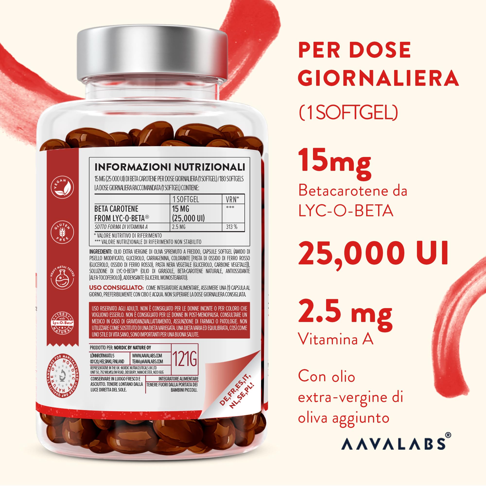 Betacarotene Integratore Abbronzatura Naturale 25000 UI con Lyc-O-Beta e Olio Extravergine d'Oliva - Betacarotene per Abbronzatura Forte e Sistema Immunitario - Integratori Abbronzatura 180 Capsule