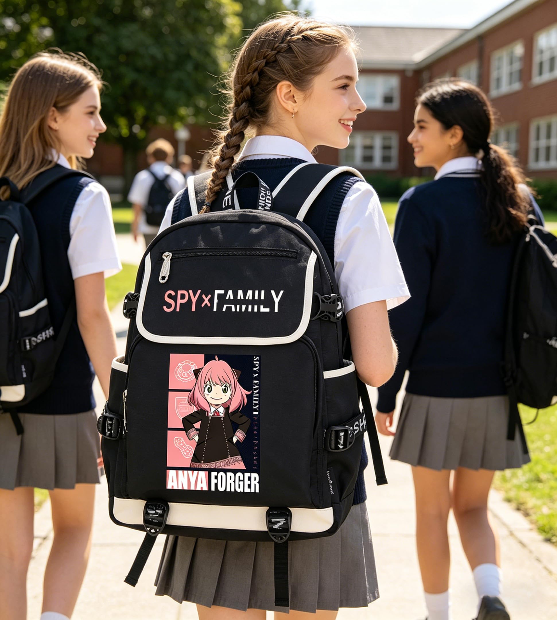 Roffatide Animation Spy x mochila de computadora portátil familiar, mochila Anya con Puerto de carga usb, mochila impresa, adecuada para hombres y mujeres