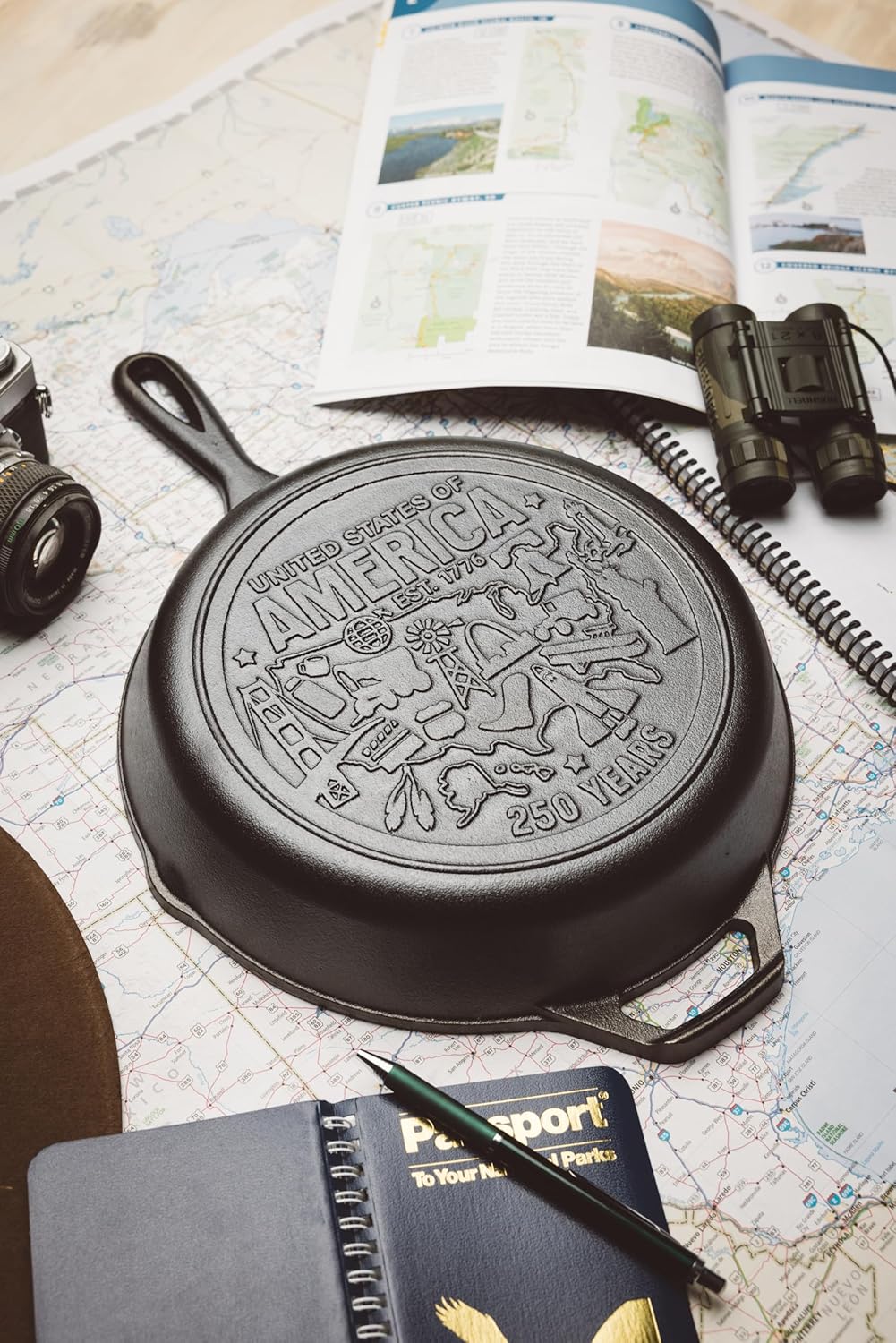 Lodge 10.25 Inch Cast Iron Skillet – Pre-Seasoned Frying Pan with Teardrop Handle – Oven, Stovetop, Grill & Campfire Use – Made in USA – Non-Toxic, Even-Heating Cookware – 250th Anniversary Logo