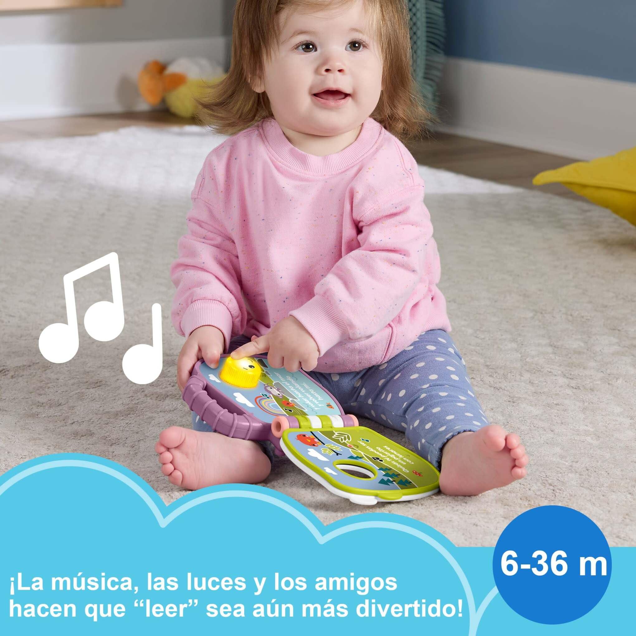 Fisher-Price Libro de cuentos musical del Monito morado Juguete para bebés con luces y sonidos, para bebés y niños y niñas pequeños a partir de 6 años, versión en castellano, JFN09 - 3