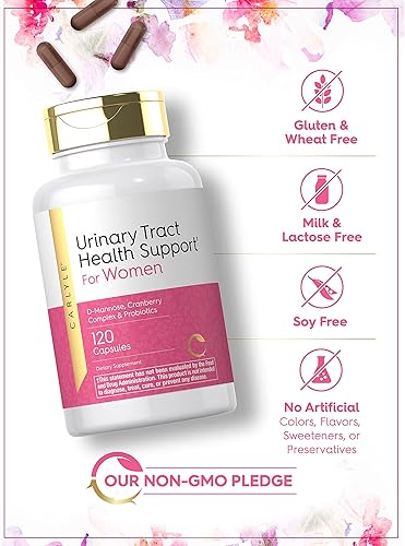Miniatura 4 de Carlyle Salud del tracto urinario para mujeres, 120 cápsulas, alivio para mujeres, con D-manosa, complejo de arándano y probióticos, sin OMG, sin