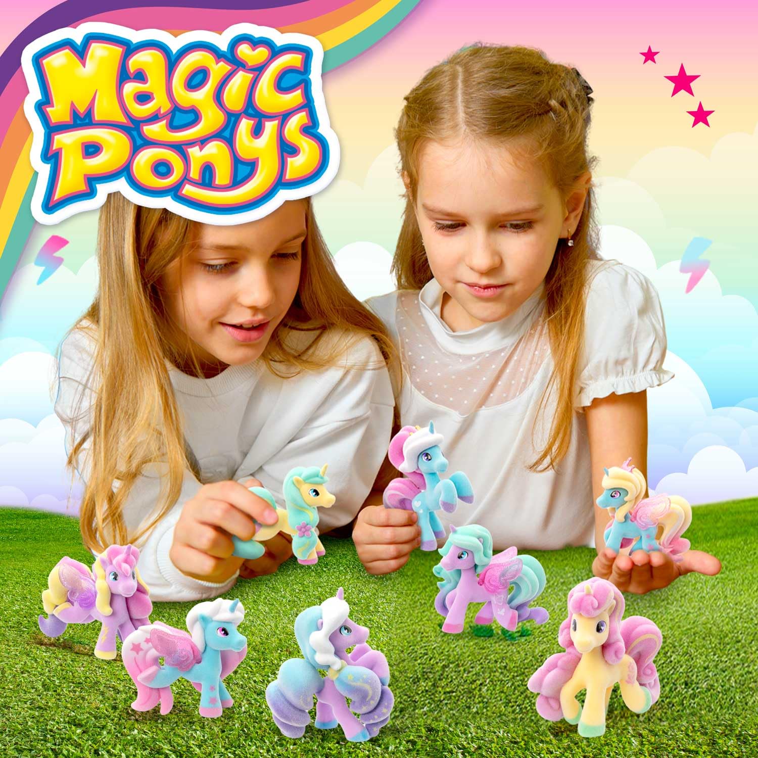 CRAZE Magic PONYS figurki kucyków z magicznymi tatuażami i akcesoriami, kompletna kolekcja z 24 figurkami na wystawie