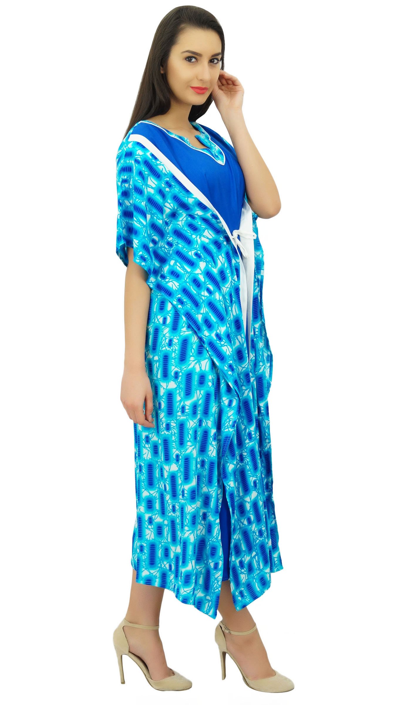 Bimba para Mujer Maxi Largo caftán Kimono rayón diseñador de Encubrimiento Noche Playa caftán