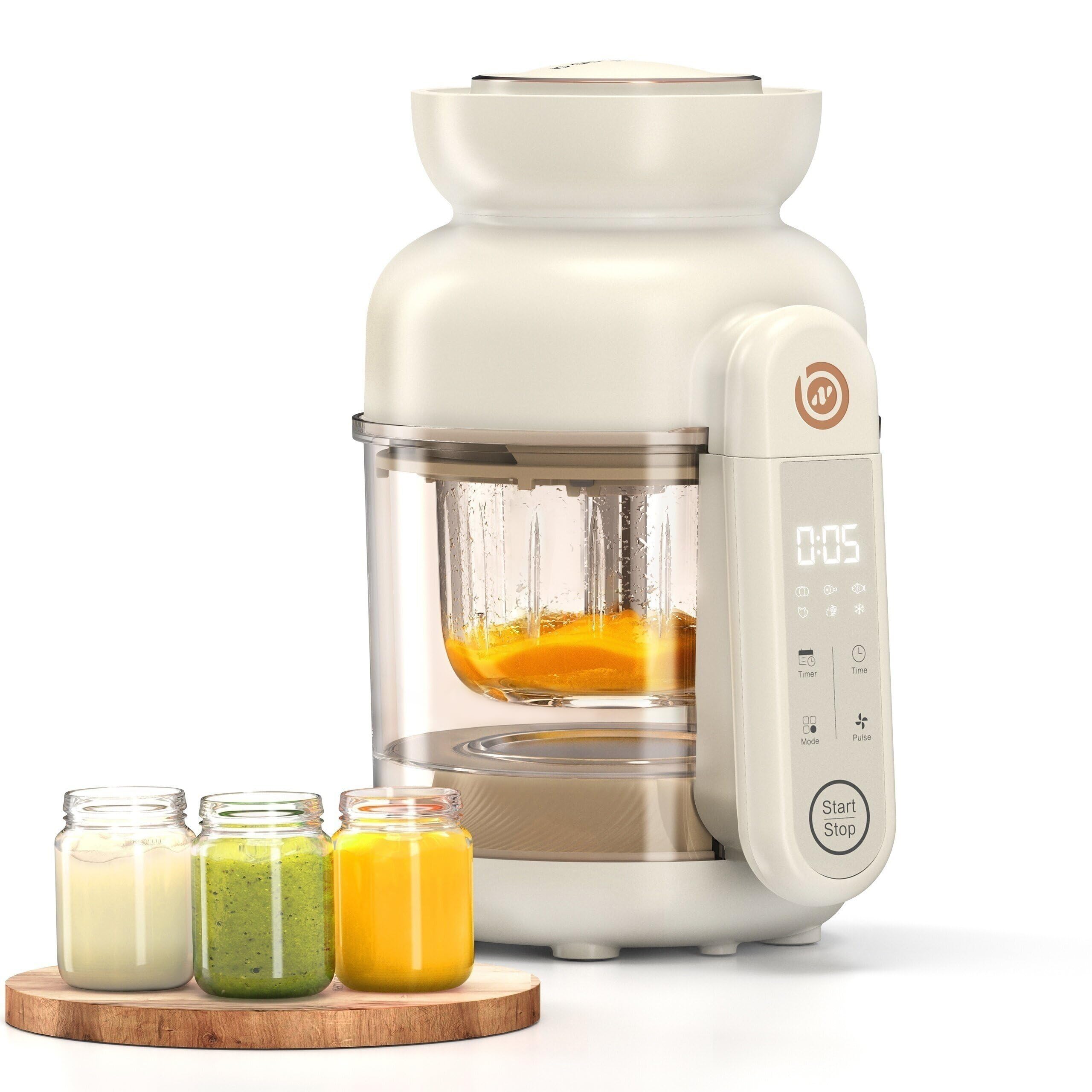 Auto Baby Food Maker, Glass Baby Food Mill, Baby Blender & Steamer and Puree Maker with Auto Cooking, Easy Cleaning, Touch Screen, Dishwasher Safe(12oz)