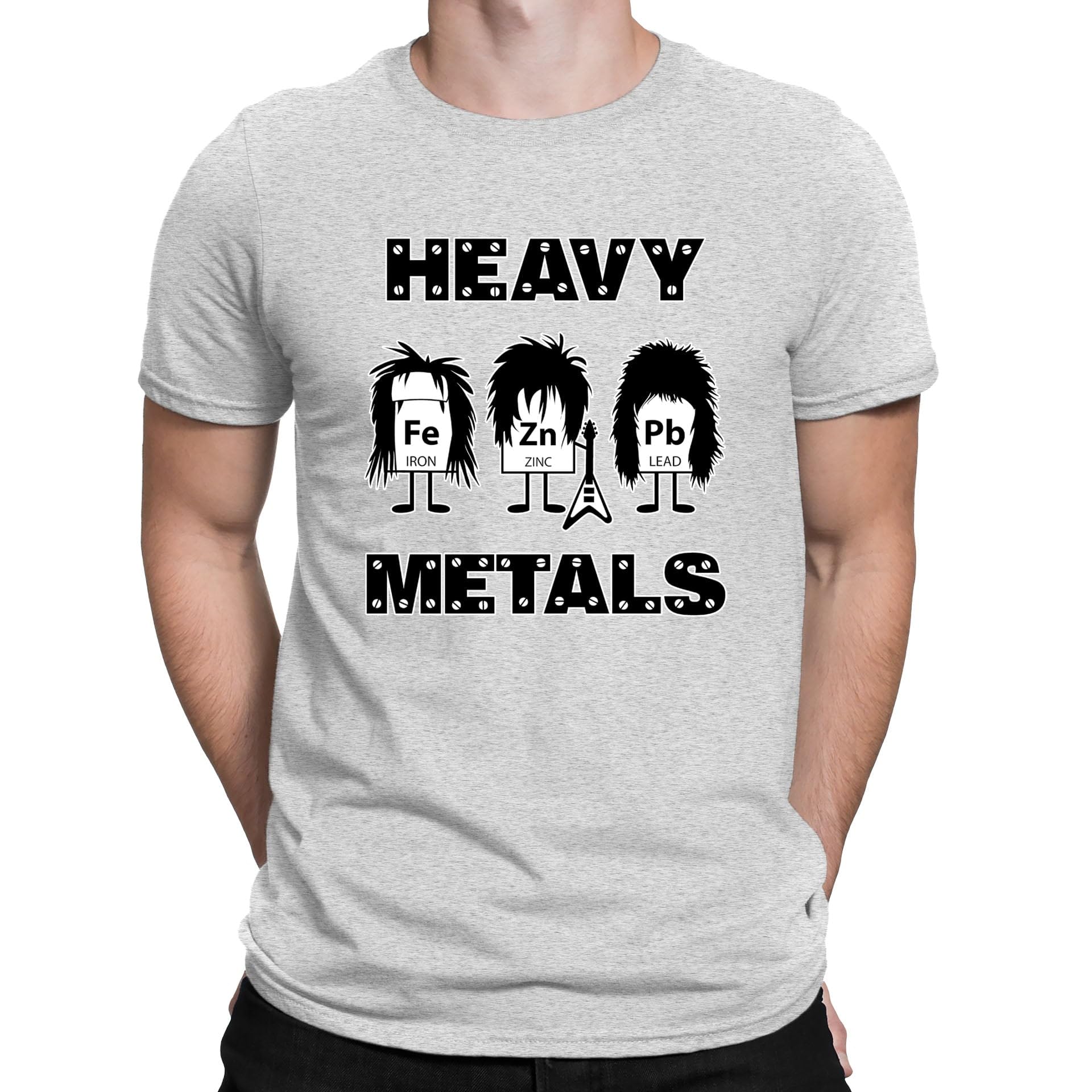 Heavy Metals Science Funny Headbang Geek Symbols Mens T-Shirt Heather Grey (XL)