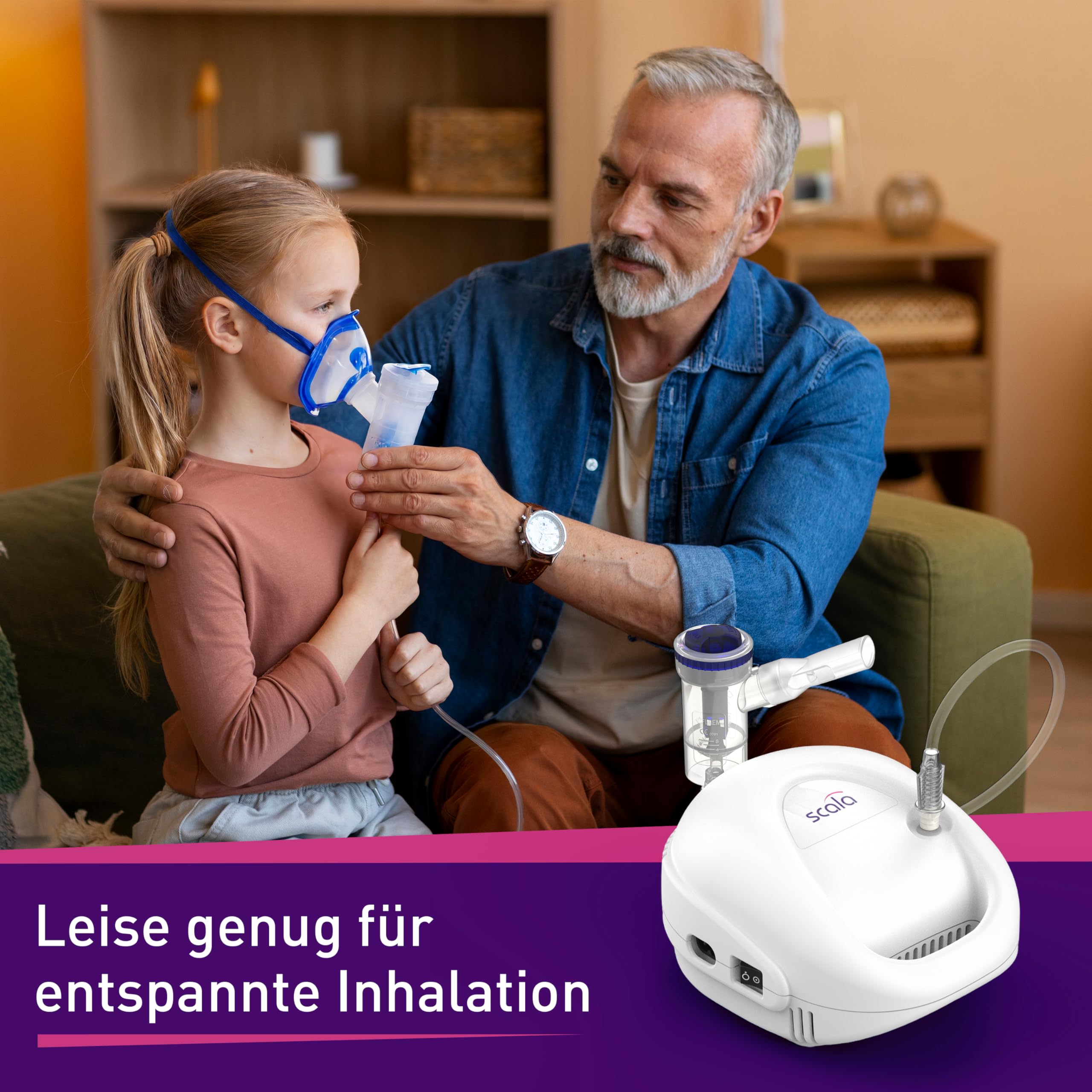 scala SC 145 Plus inhalador con compresor para adultos y niños, nebulizador para vías respiratorias superiores e inferiores