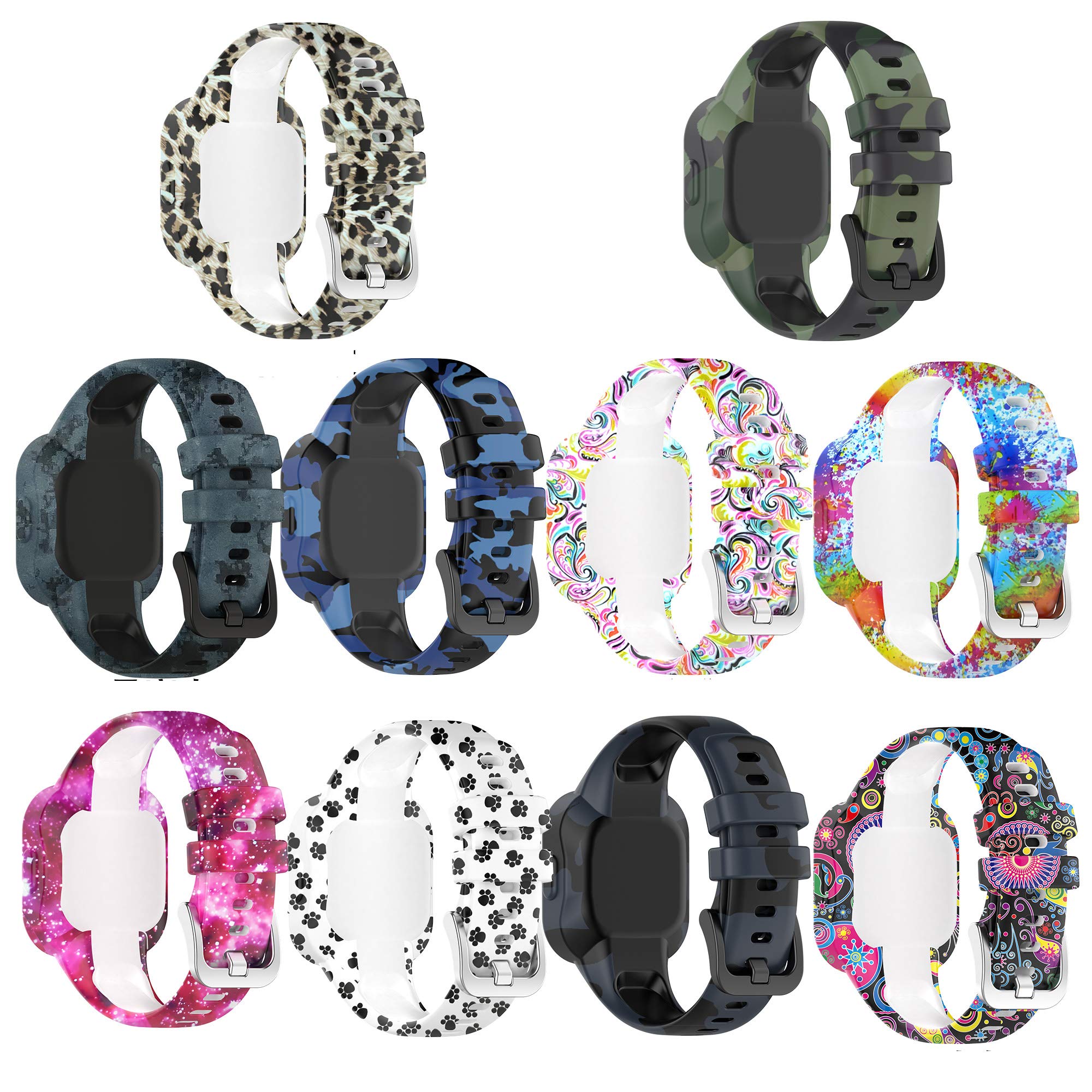 Bands Compatible with Garmin vivofit jr.3 Bands Accessories Replacement Band Camouflage Floral Leopard Pattern Starp with Metal Secure Clasp for