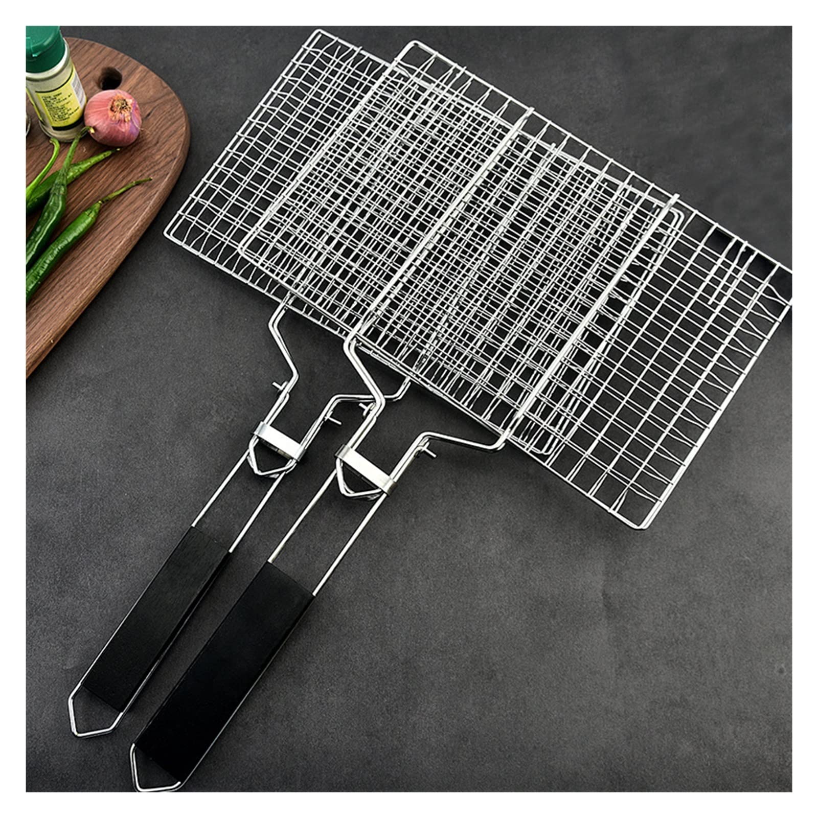 Cestello per grigliare cilindrico in rete metallic Cestello for griglia portatile Cestello for griglia in acciaio inossidabile Manico rimovibile Accessori for griglia Verdure for griglia all'aperto (