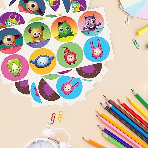 Miniatura 4 de easykart labels Calcomanías de monstruo robot y alienígenas, 500 unidades, 1.5 pulgadas, redondo, planeta espacial, decoración de OVNI alienígena,