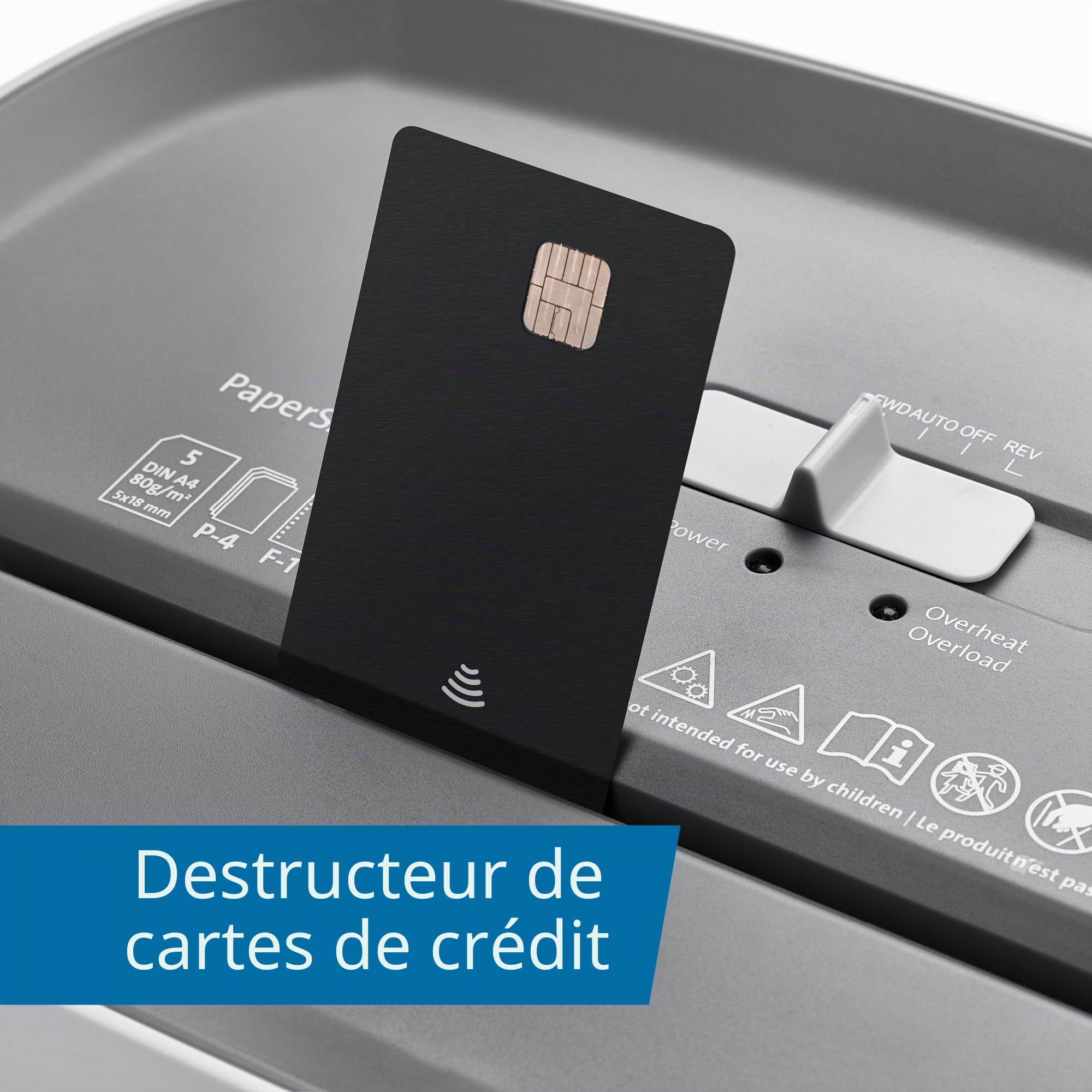 Dahle PaperSafe PS 100 Destructeur de documents (5 feuilles, niveau de sécurité P4, coupe croisée, sans huile et sans entretien, 12 l) Gris