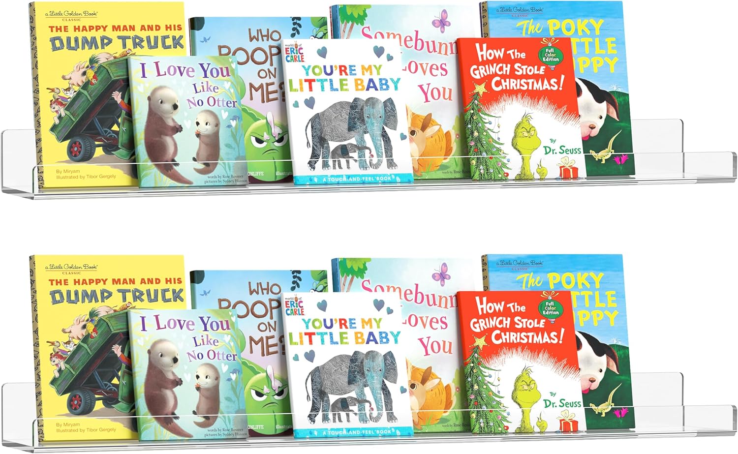 HBlife 36 Inches Floating Shelves Wall Mounted Clear Acrylic Shelves for Figures, Invisible Floating Bookshelf for Kids and Nursery, 2 Pack (5MM Thick)