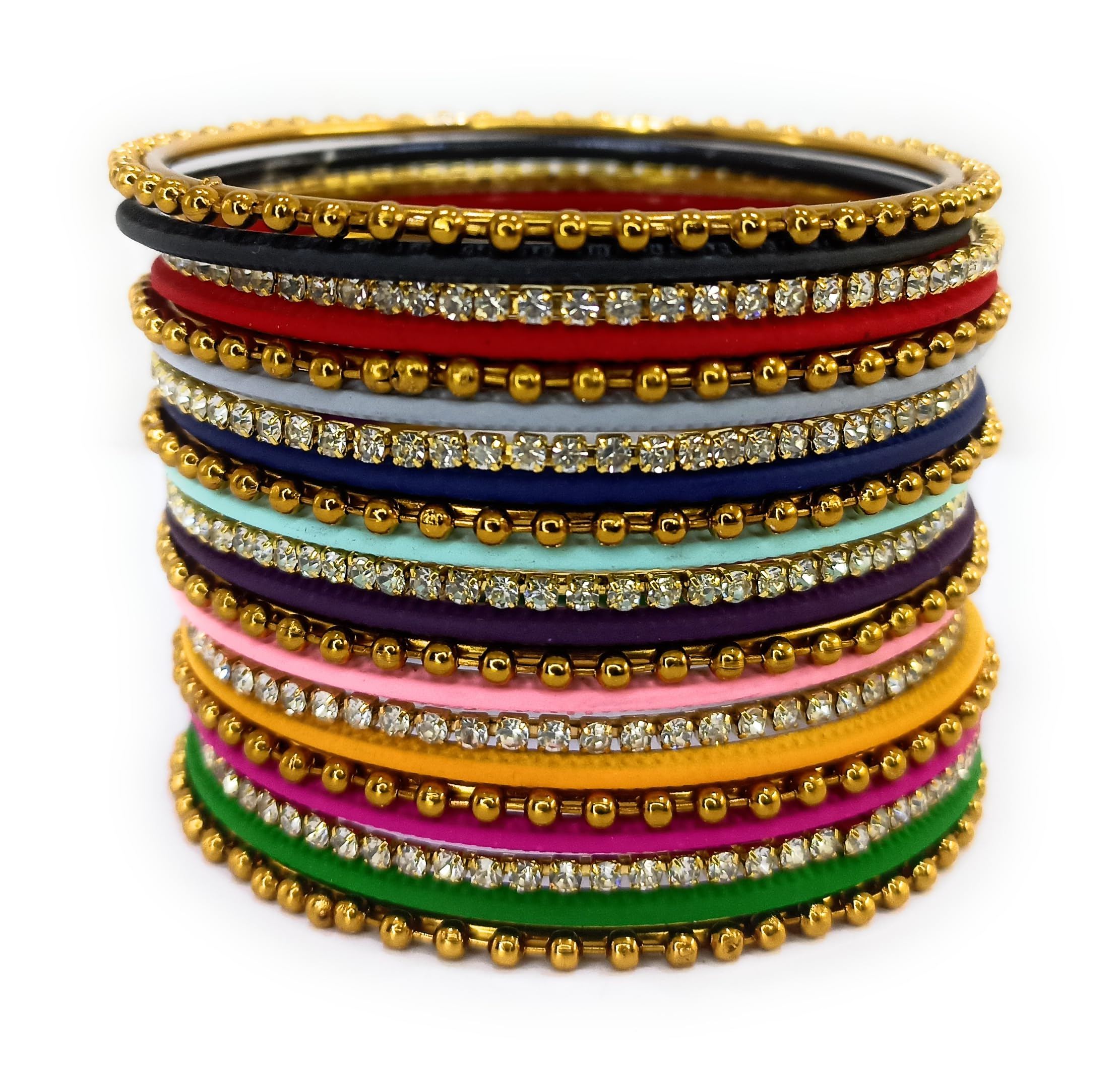 SBS Plain Matt Finish Multicolor & Alloy Metal Zircon Stone Chain and Beads Bangles set for Women & Girls (10-14 year old child(60 mm diameter)) (B0CR6B6HYM) Amazon Price History, Amazon Price Tracker