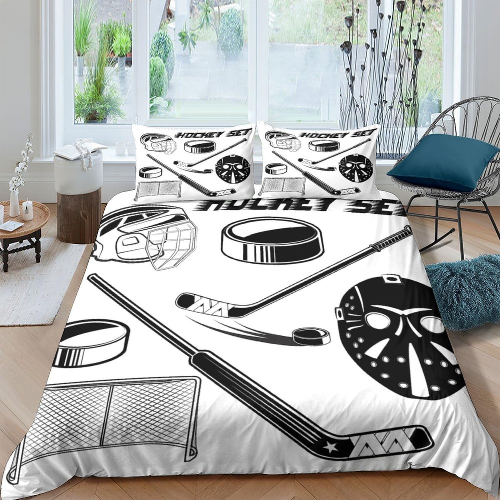 Ctjqhvkz Style-2 3D Printed Hockey Elements Fitted Sheet Microfiber Soft Breathable Goalie Mask Mattress Cover For Bedroom Dorm Decor Single（135X200cm）