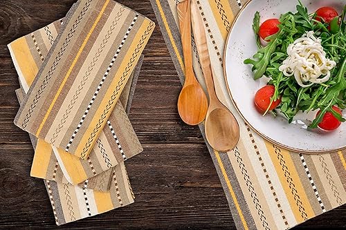 Miniatura 3 de Servilletas de tela, juego de 12 servilletas de algodón, servilletas de rayas de salsa de 18 x 18 pulgadas con esquinas en inglete y dobladillo