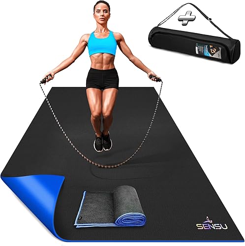 Sensu Alfombrilla de ejercicio grande – 0.236 x 0.157 x 0.335 in extra gruesa – Alfombrilla de entrenamiento duradera y apta para zapatos para