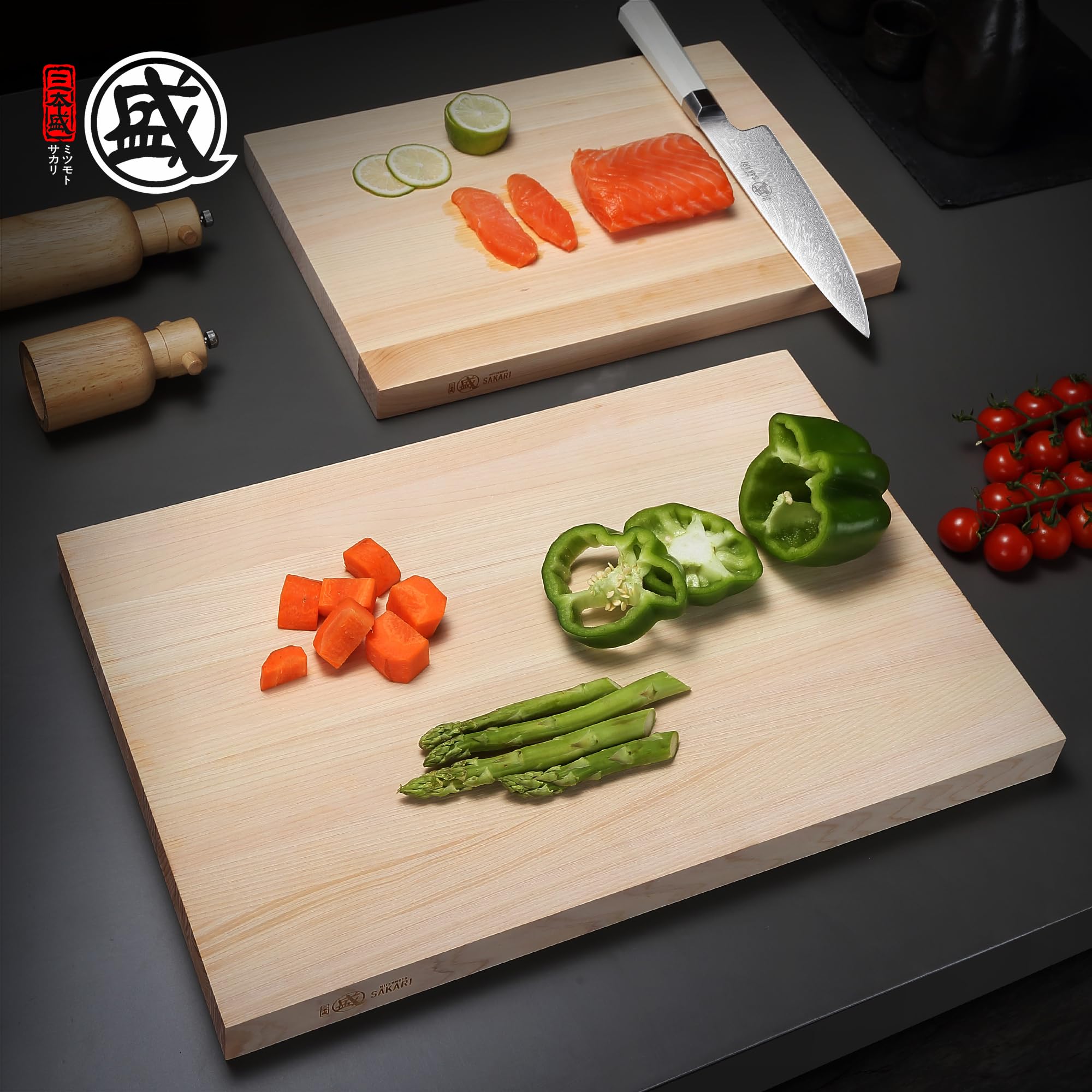 MITSUMOTO SAKARI 60*45*3.5 cm Tabla de Cortar Profesional de Ciprés Japonés | Madera Hinoki Maciza Natural, sin Recubrimientos, 3 Tamaños para Cocinas, Regalo Gastronómico Práctico