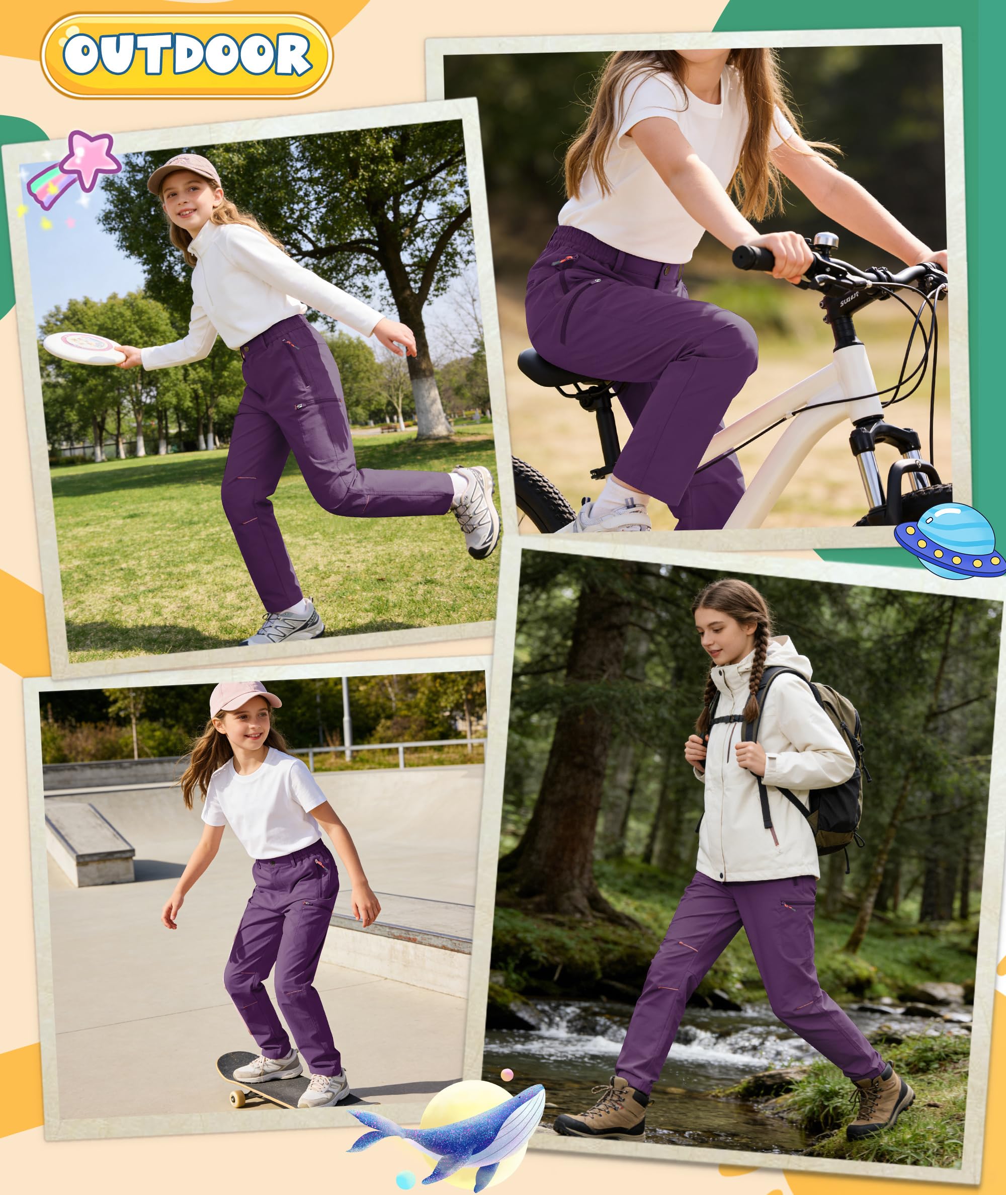 Wanderhose Kinder Wasserdicht Trekkinghose Jungen Schnelltrocknend Outdoorhose Mädchen mit Reißverschlusstaschen