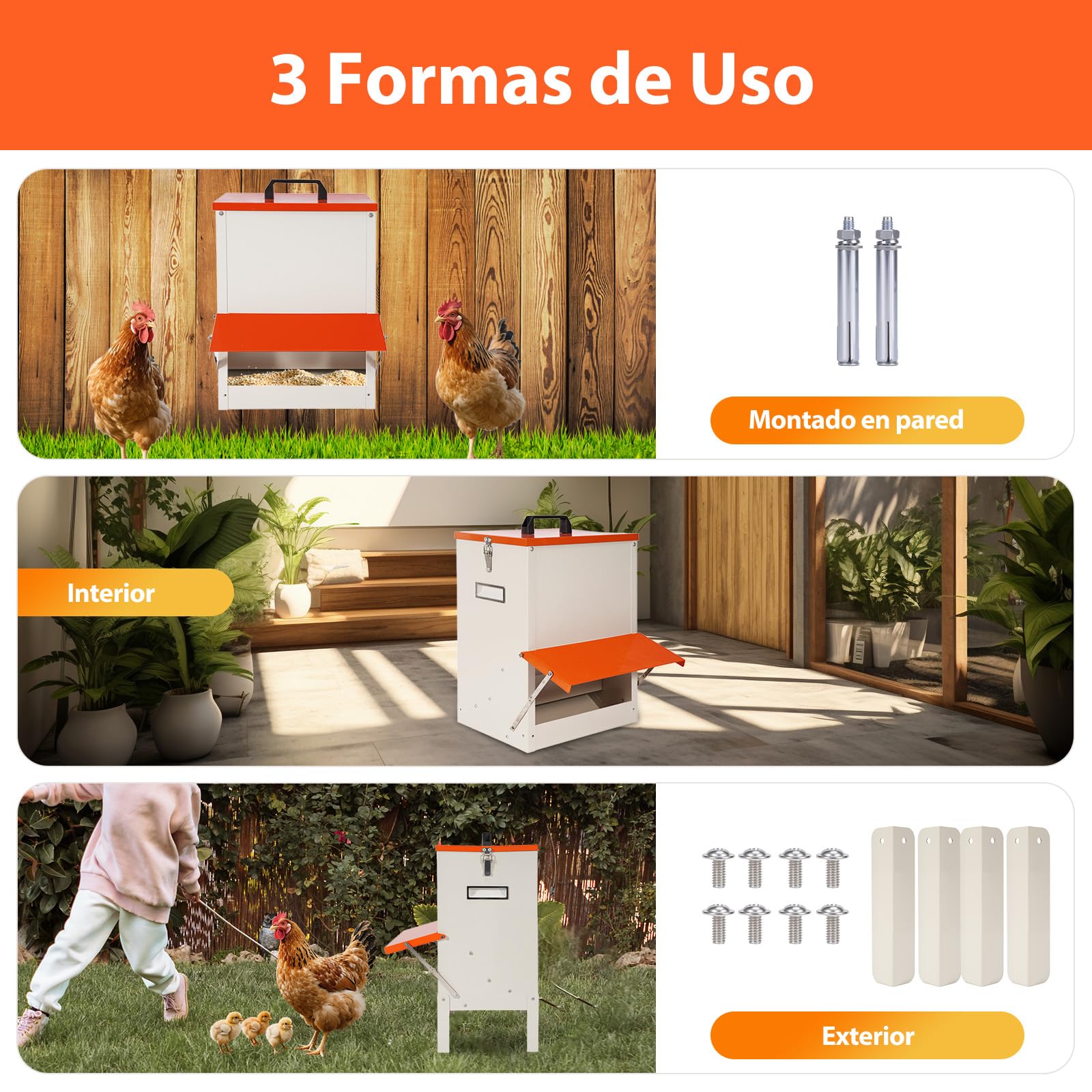 Comedero Gallinas Anti Ratas,Comida AutomáTico Para Pollos Sin Desperdicios,18kg Comedero Polloscomedero Colgante para Gallinas,Resistente A La Lluvia,Alta Capacidad para Aves de Corral