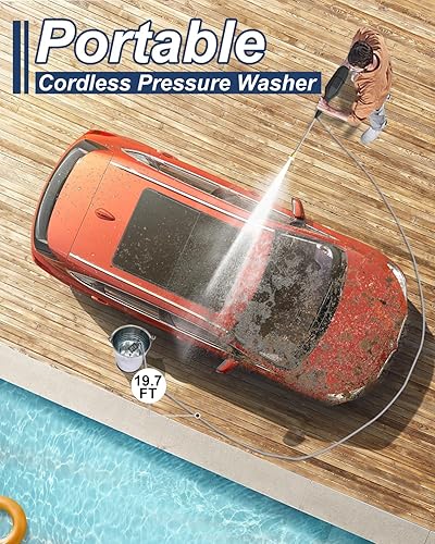 Miniatura 5 de Cordless Pressure Washer - MAX 1250 PSI Battery Powered Pressure Washer, 21V Portable Cordless Power Washer with Rechargeable 4.0Ah Battery for