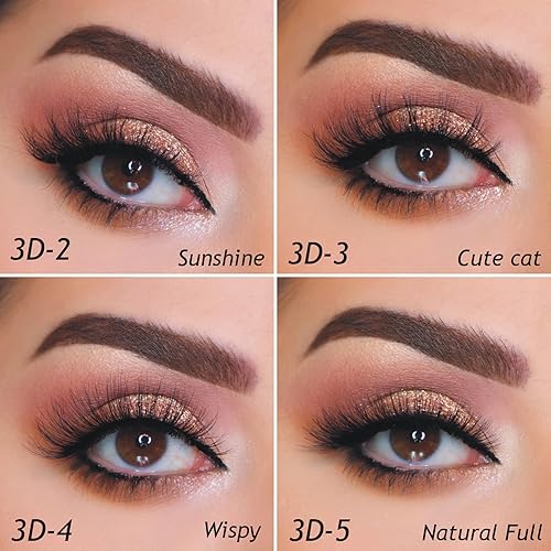 Miniatura 5 de Eliace Pestañas postizas de aspecto natural, pestañas de ojo de gato, tiras finas, pestañas de visón 3D, 50 pares de pestañas postizas, 5 estilos,