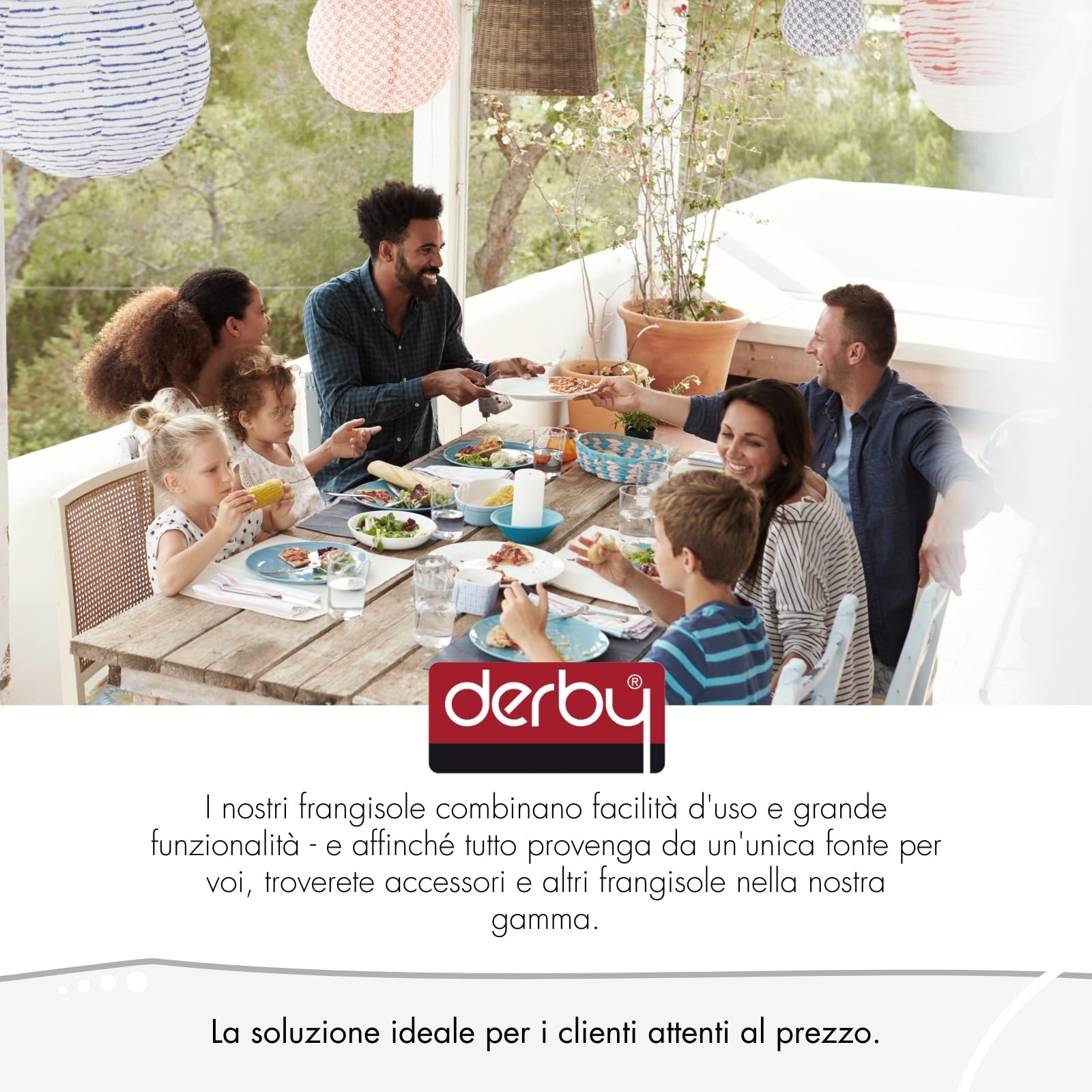 Derby ombrellone I Ombrellone rotondo per spiaggia, balcone e terrazza I Ombrellone regolabile in altezza I Con protezione UV I Ombrellone robusto e pieghevole I Ombrellone da spiaggia