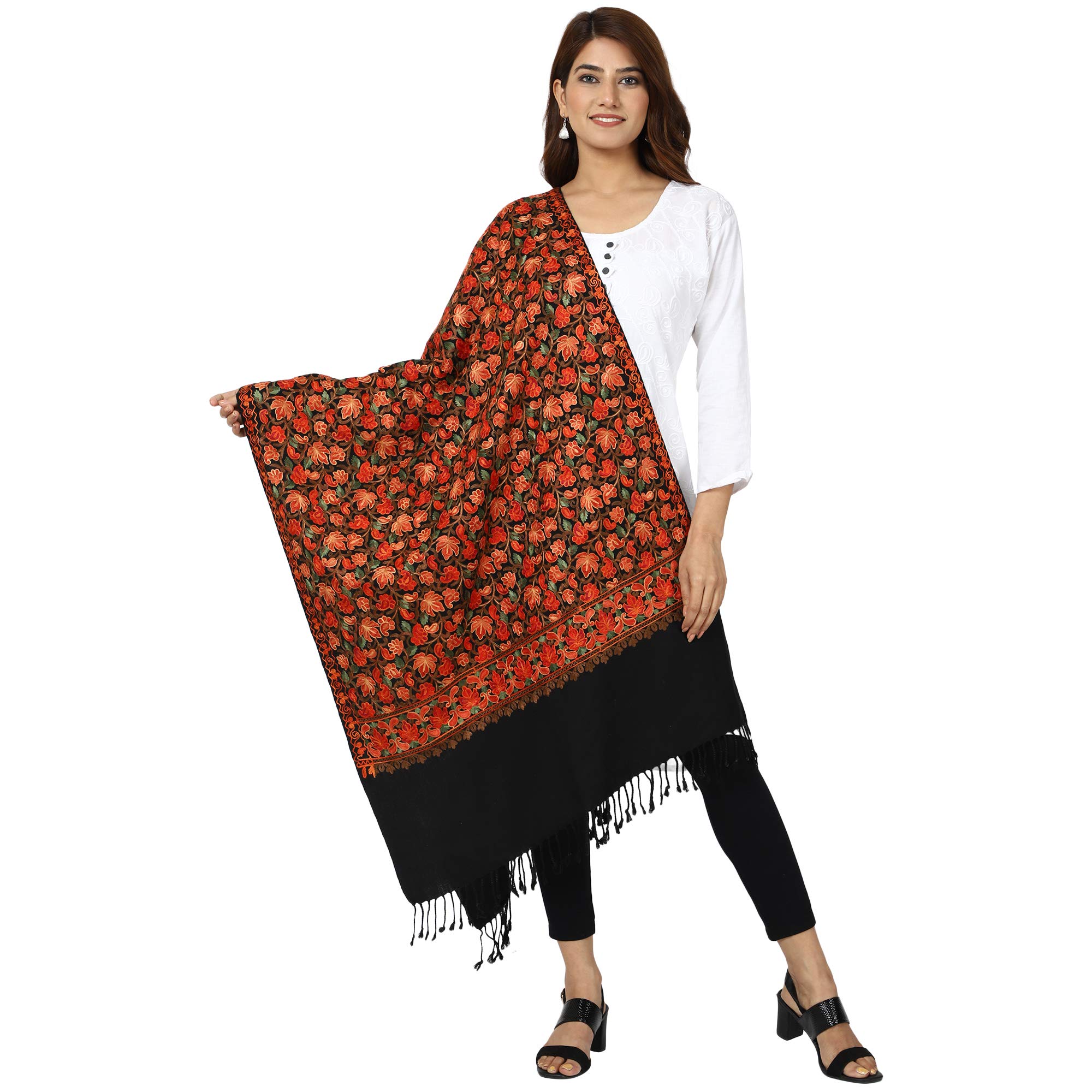 SWI WITH LABELWomen's Kashmiri Aari Embroidered Wool Stole